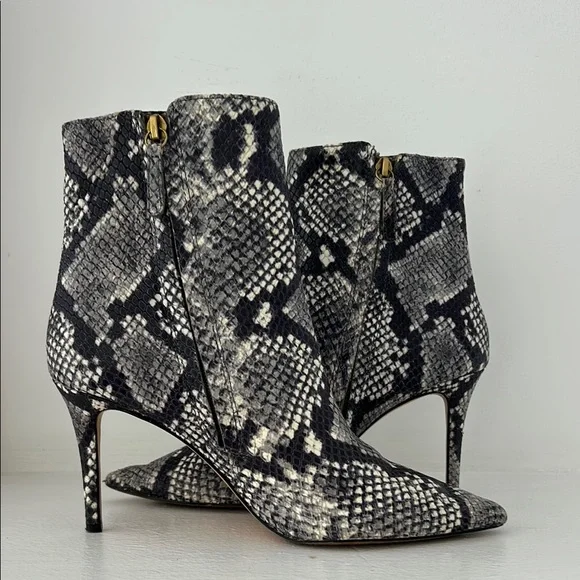 J. Crew Black and Gray Ankle Booties with Snakeskin Pattern LIKE NEW - Picture 6 of 14